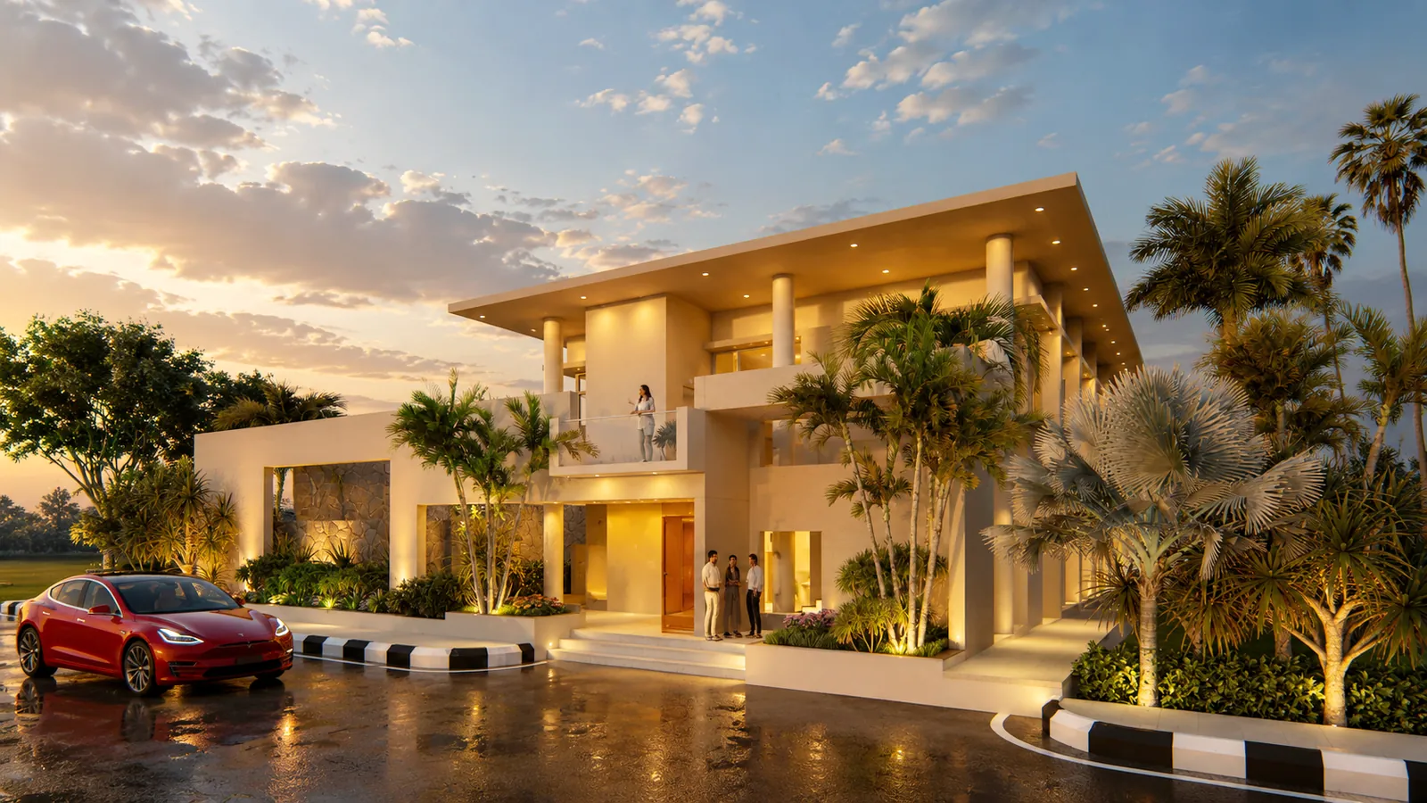 Artist's impression of the Sunrise City clubhouse entry landscape